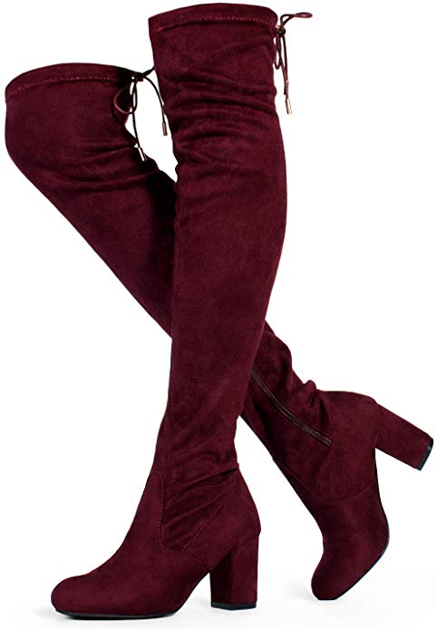 Red Wide Calf Thigh High Boots