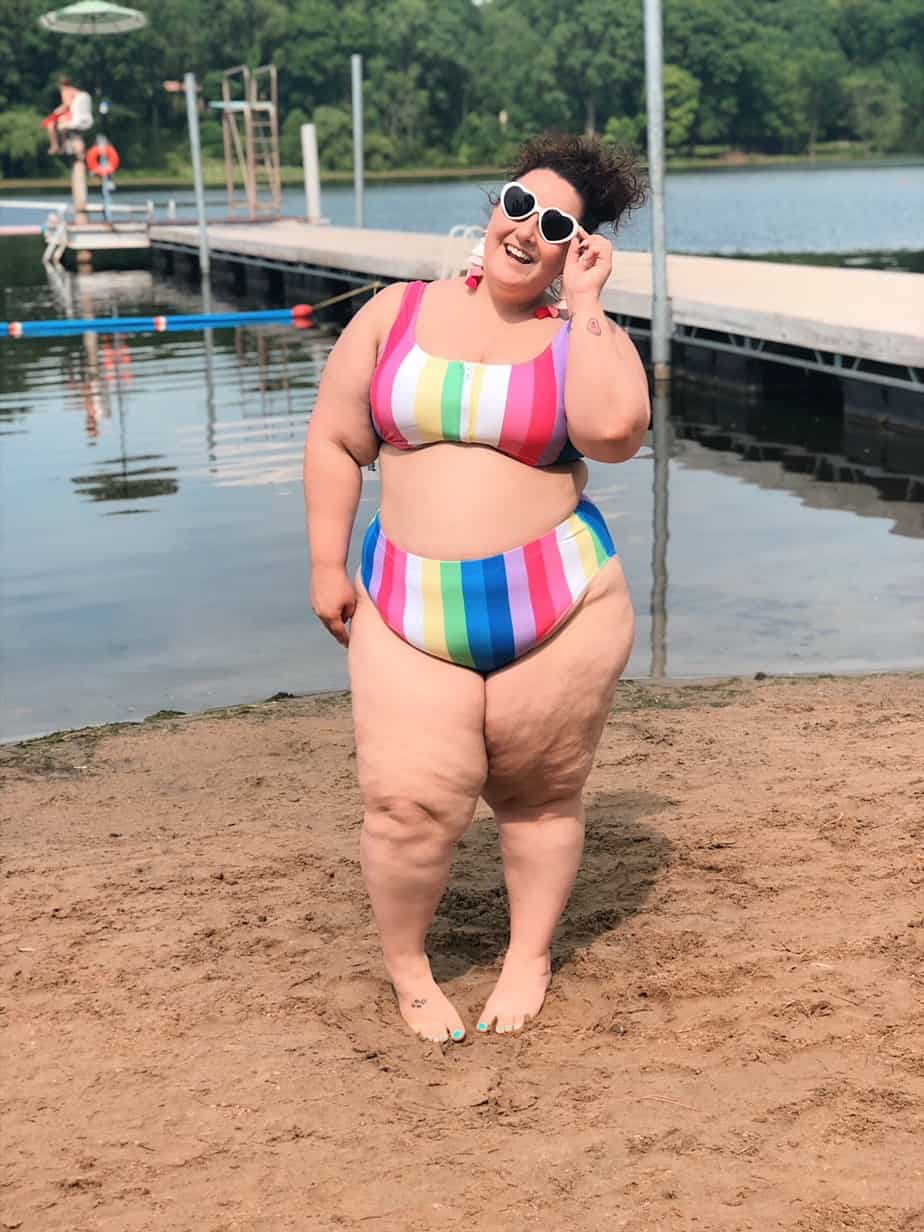 Plus Size Rainbow Striped Bikini