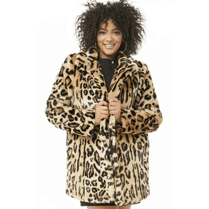 Cheetah Plus Size Fur Coat Leopard Faux Fur