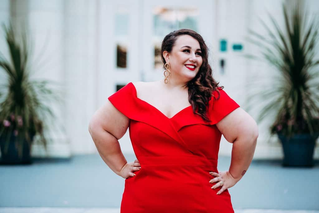 Plus size red formal dress
