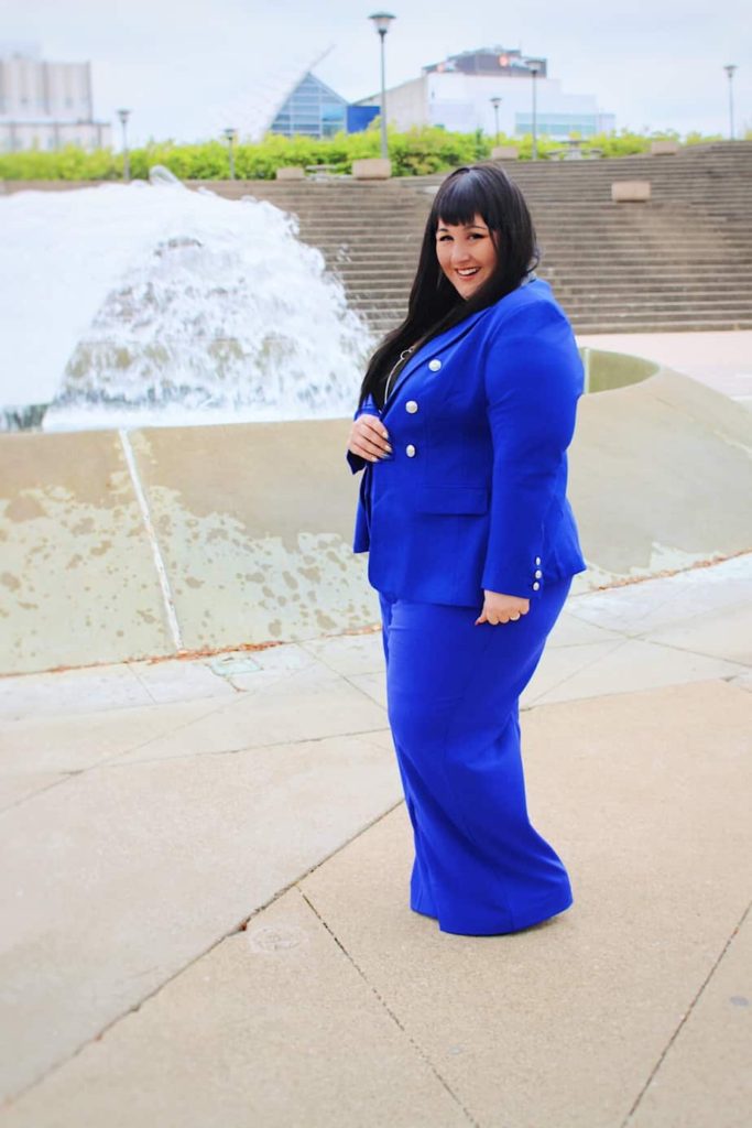 Day to Night: Petite Plus Size Pant Suit Styled Two Ways - Ready To Stare