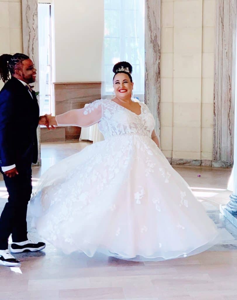 David's Bridal Plus Size Wedding Dress - Alysse Dalessandro of Ready to Stare Wedding Dress 