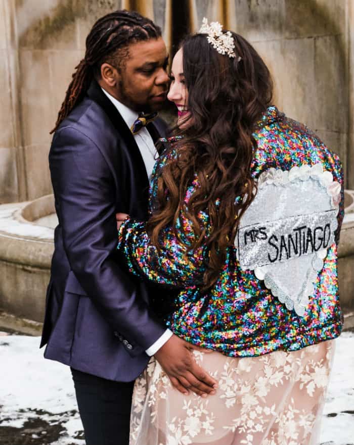 Custom Sequin Bomber Jacket for Wedding from Isolated Heroes