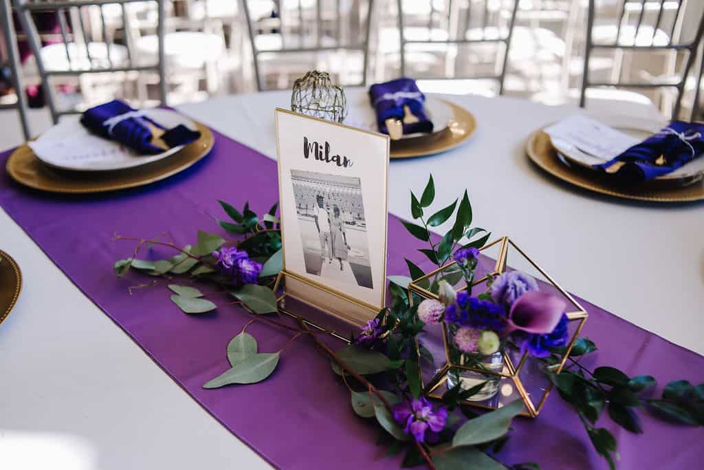 Purple and Gold Wedding Table