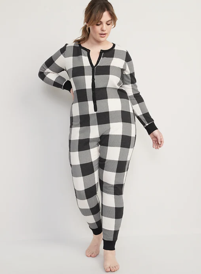 black and one buffalo check button down onesie