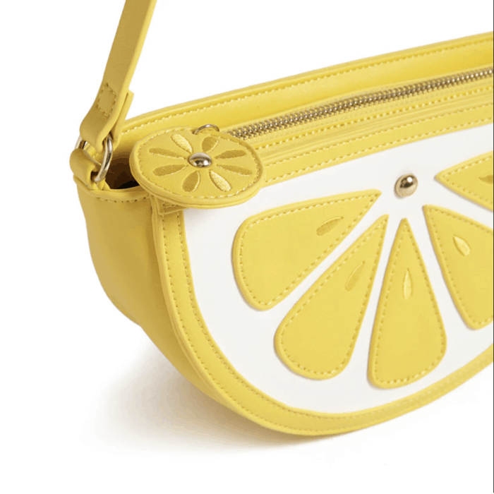 novelty yellow fruit slice purse leather